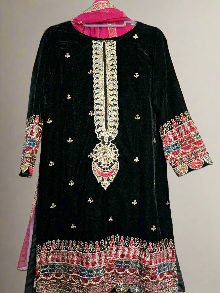 Shalwar Kameez Party Heavy Velvet Bollywood Indian Wear Designer Wedding 3Pc