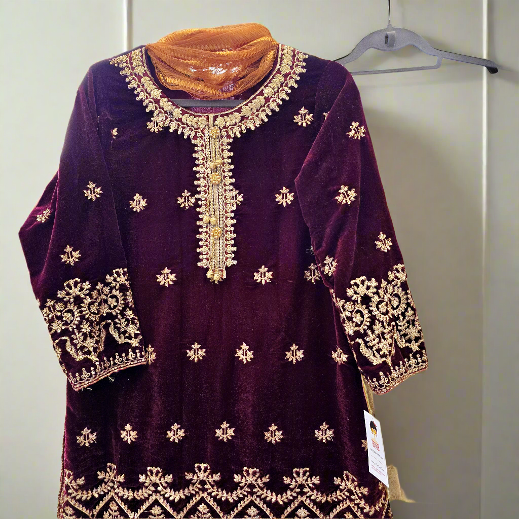 Velvet Shalwar Kameez Stitched Pakistani Indian Eid Dress