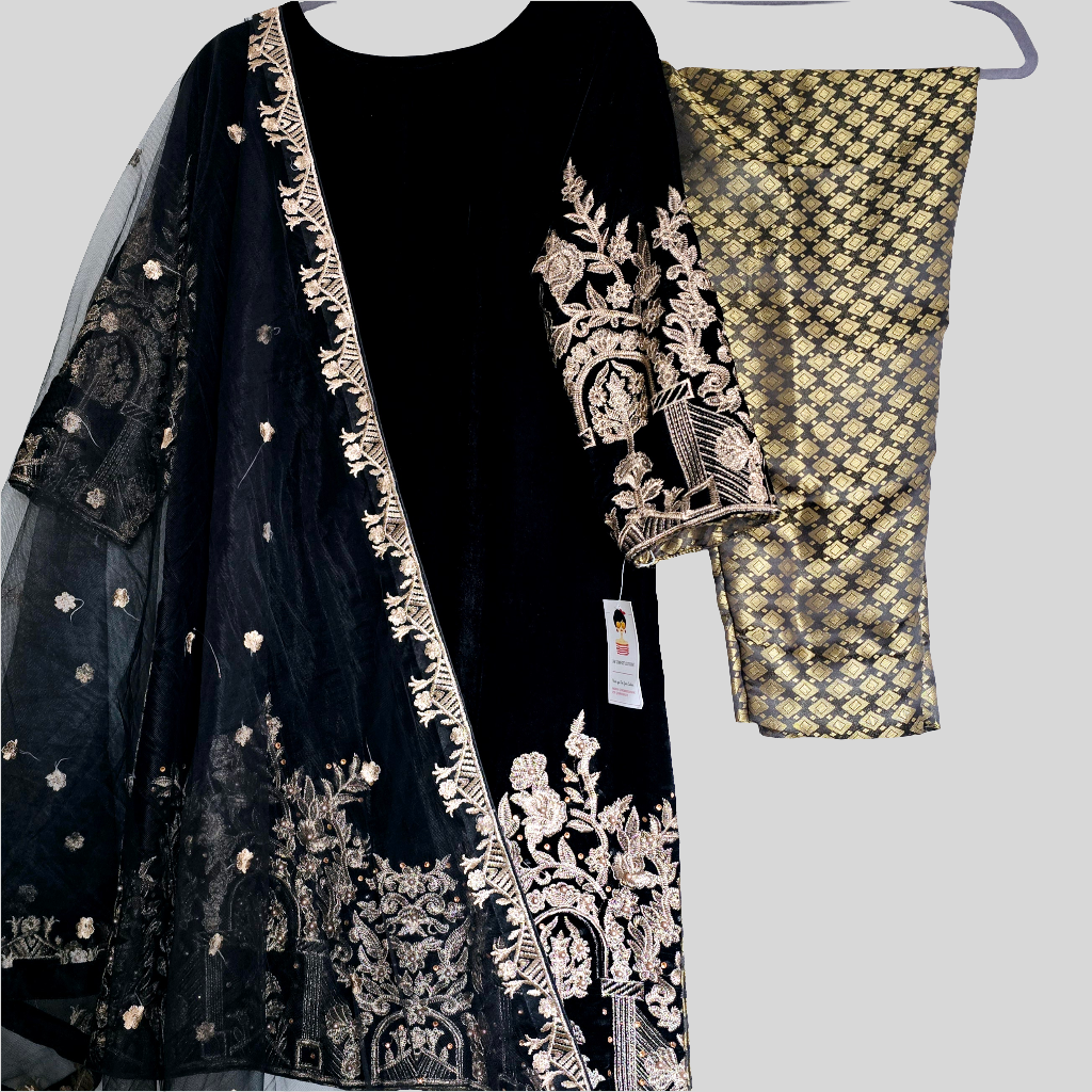 Velvet Shalwar Kameez Stitched Pakistani Indian Eid Dress