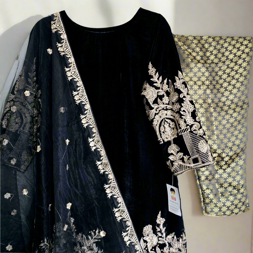 Velvet Shalwar Kameez Stitched Pakistani Indian Eid Dress