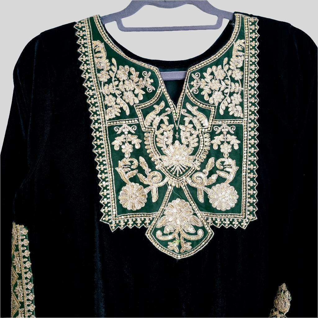Eid Collection Velvet Navy Blue Outfit Pakistani Partywear Shalwar Kameez