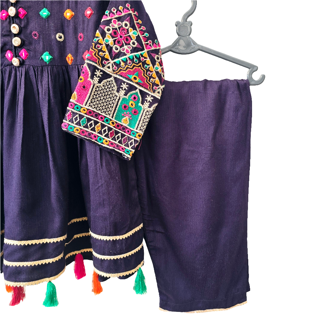 Kids Girls Velvet Trouser Frock 2 Piece