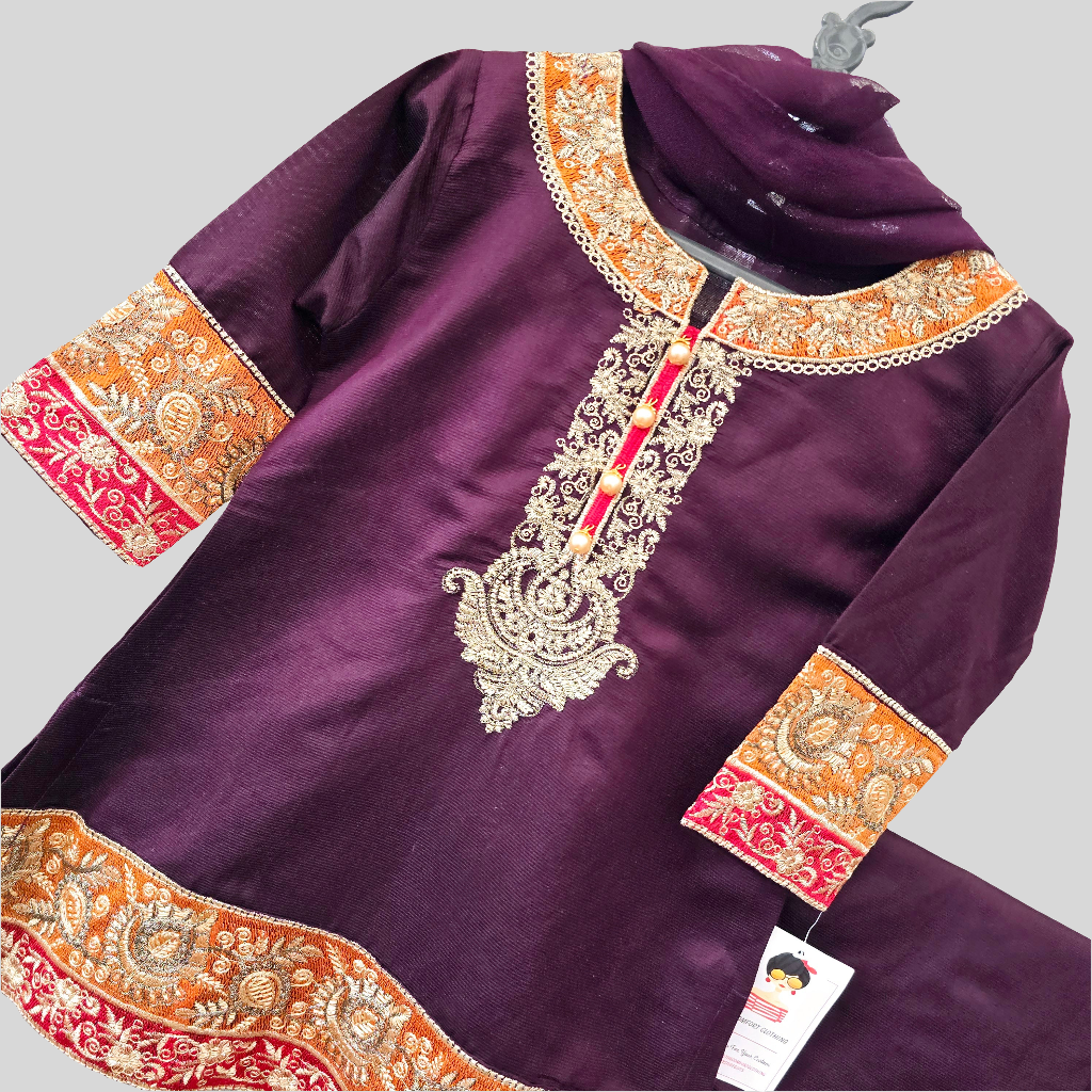 Baby Girl Embroidered Lawn Dress || Pakistani/ Indian and Asian Wedding, Party and Occasion Clothing || Kids Ethnic/ Formal Wear