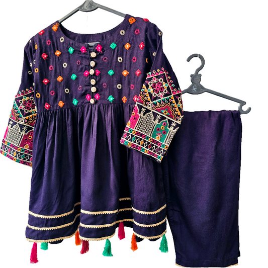 Kids Girls Velvet Trouser Frock 2 Piece