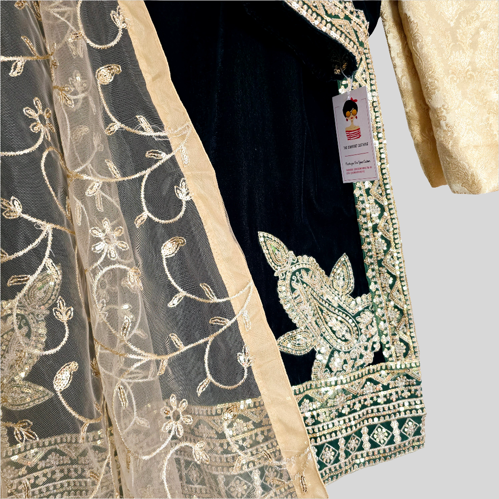 Eid Collection Velvet Navy Blue Outfit Pakistani Partywear Shalwar Kameez