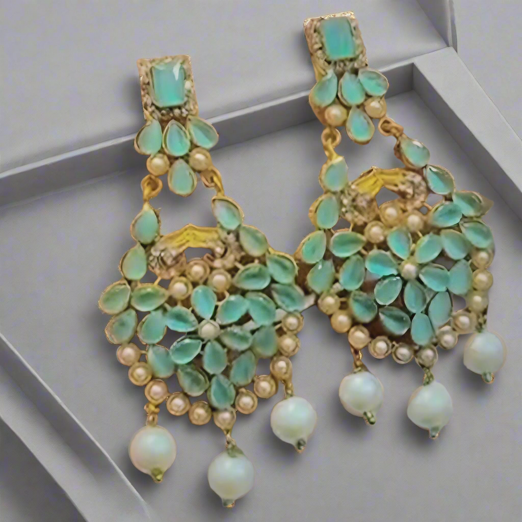 Pakistani Khundan Jewelry || Jhumka Earrings for Wedding and Party || Chandbali/Kundan Golden Earrings | Indian/Pakistani jewellery