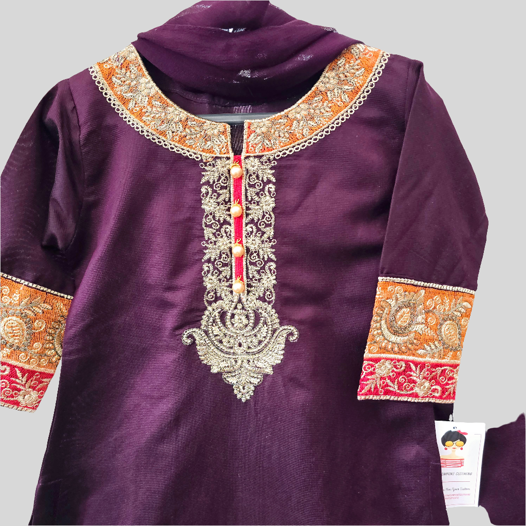 Baby Girl Embroidered Lawn Dress || Pakistani/ Indian and Asian Wedding, Party and Occasion Clothing || Kids Ethnic/ Formal Wear