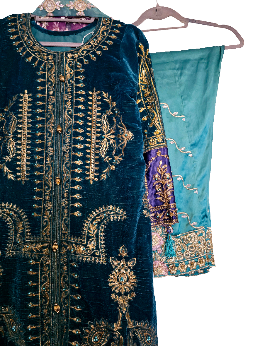 Velvet Shalwar Kameez Stitched Pakistani Indian Eid Dress