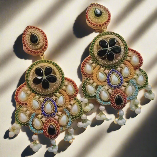 Nauratan Earrings Gold Plated Premium Quality / Indian Pakistani Shaadi Jewelry Wedding/ Sabyasachi Bollywood Tyaani/ Asian