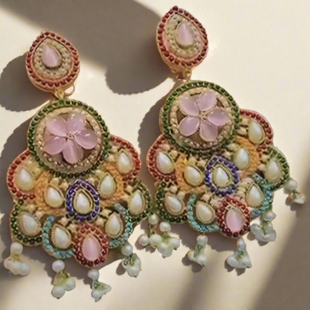 Nauratan Earrings Gold Plated Premium Quality / Indian Pakistani Shaadi Jewelry Wedding/ Sabyasachi Bollywood Tyaani/ Asian