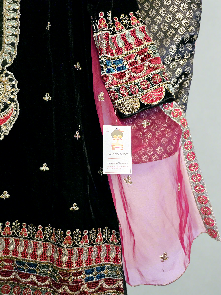 Shalwar Kameez Party Heavy Velvet Bollywood Indian Wear Designer Wedding 3Pc