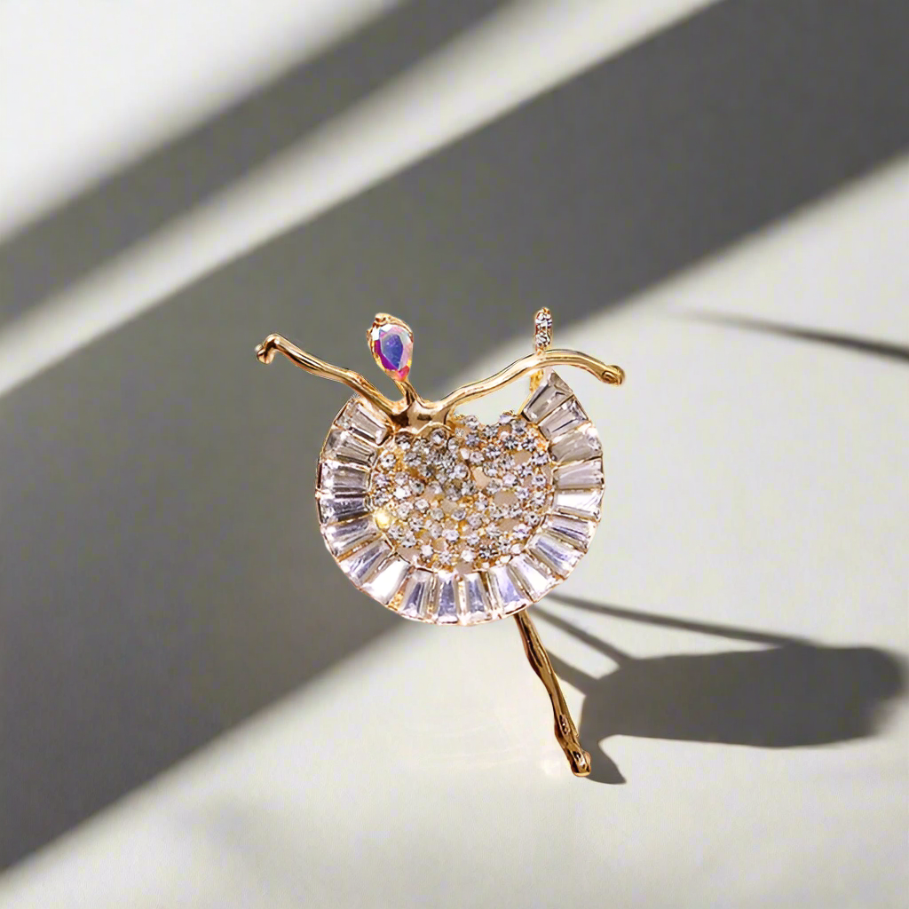 Womens Elegant Tulip Flower Faux Pearl Rhinestone Golden Brooch Pin