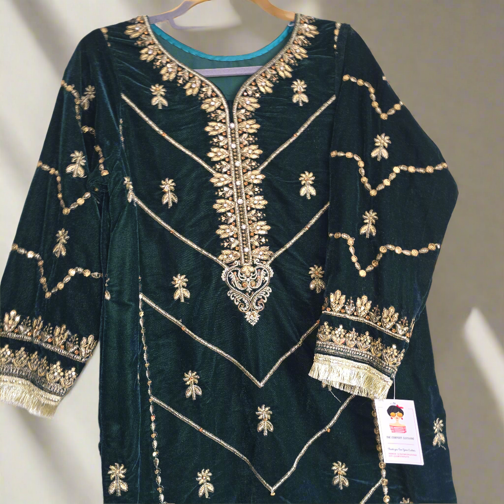 SALWAR KAMEEZ PARTY VELVET BOLLYWOOD PAKISTANI/ INDIAN WEAR DESIGNER WEDDING