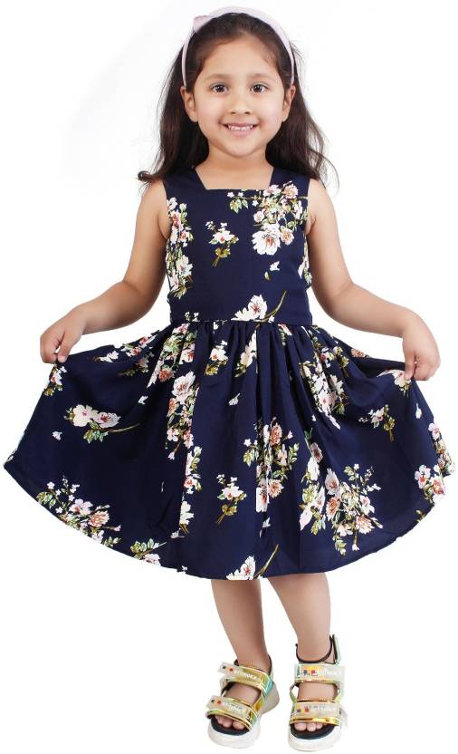 Midi/Knee Length Casual Dress  (Blue, Sleeveless)