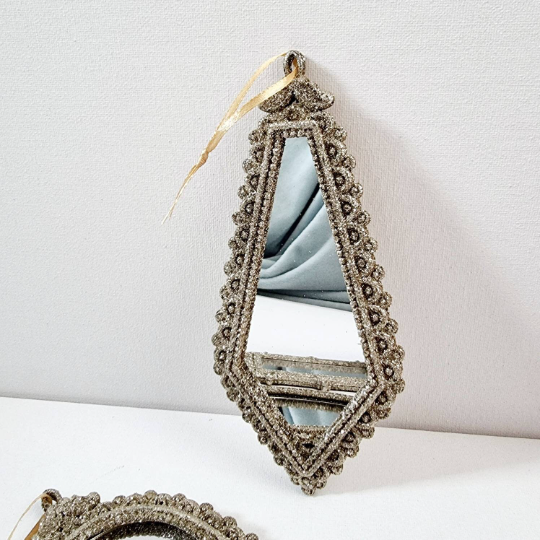 Gold Glittery Mirror hanging Ornament || Kite, Rectangle & Cone Shaped Mirror Decoration