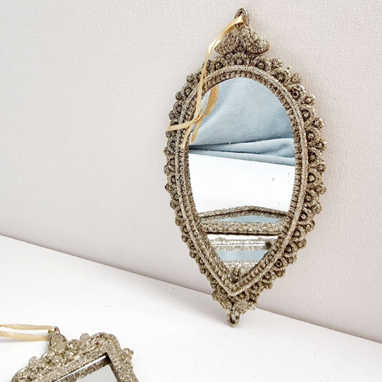 Gold Glittery Mirror hanging Ornament || Kite, Rectangle & Cone Shaped Mirror Decoration