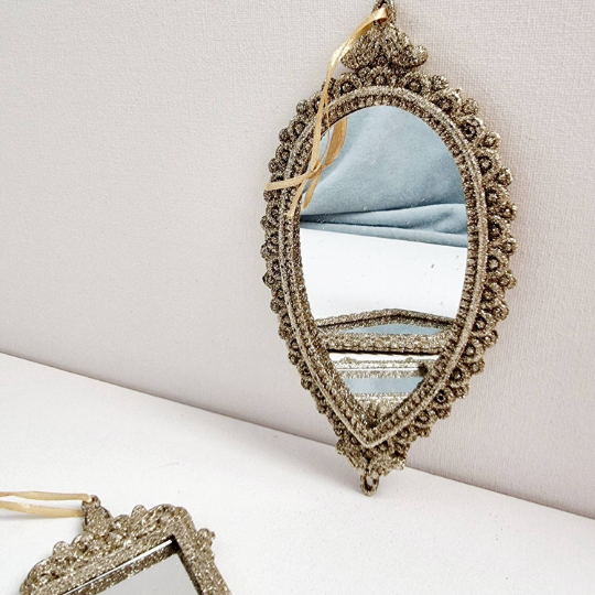 Gold Glittery Mirror hanging Ornament || Kite, Rectangle & Cone Shaped Mirror Decoration