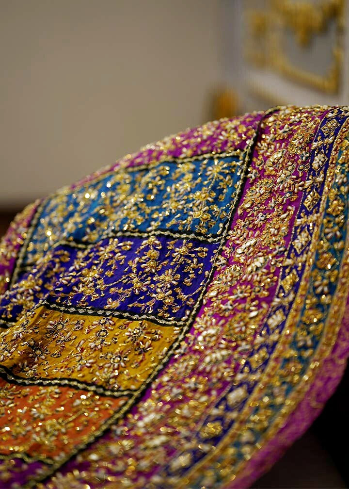 Full Embroidered Pakistani/ Indian Shawl with Pearls, Dubka and Kora Perfect for Wedding, Eid and Occasion Wear